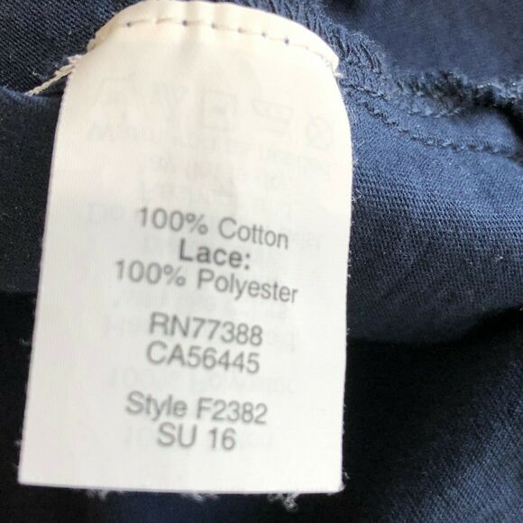 J crew factory size small navy blue tank top crochet lace Detail Sleeveless BOHO - Picture 6 of 7